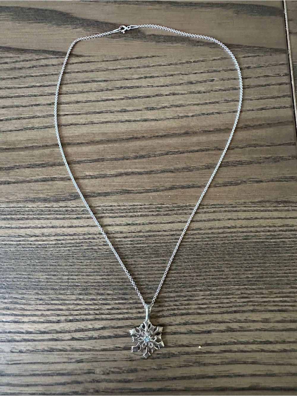 925 Sterling Silver Italian Chain Snowflake Pendant Necklace